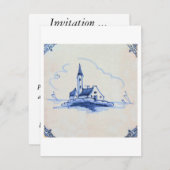 Klassieke antiquarian Delft Blue Tile - Church Kaart (Voorkant / Achterkant)