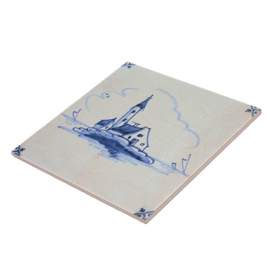 Klassieke antiquarian Delft Blue Tile - Church Tegeltje (Zijkant)