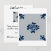 Klassieke antiquarian Delft Blue Tile - Floral Mot Kaart (Voorkant / Achterkant)
