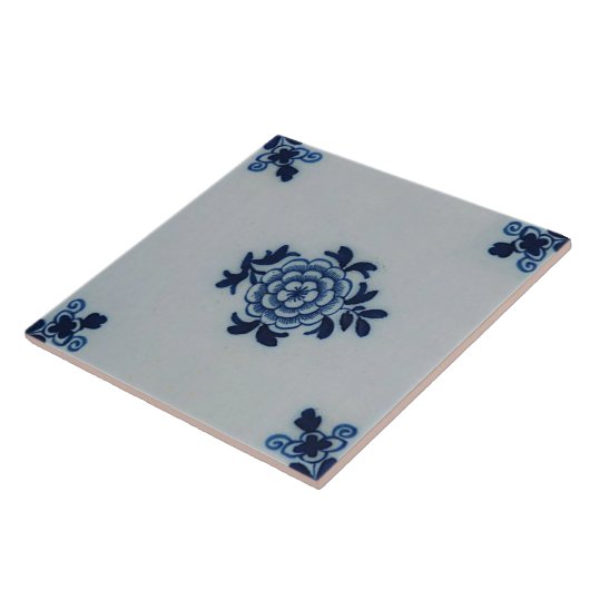 Klassieke antiquarian Delft Blue Tile - Floral Mot Tegeltje (Zijkant)