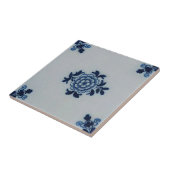 Klassieke antiquarian Delft Blue Tile - Floral Mot Tegeltje (Zijkant)