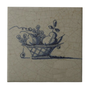 Klassieke antiquarian Delft Blue Tile - Fruit Bask Tegeltje