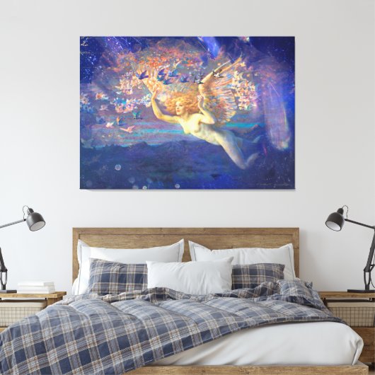 *~* Klassieke AP14 Engel Vrouw Fly Fairy Ephemera Canvas Afdruk (Insitu (Slaapkamer))