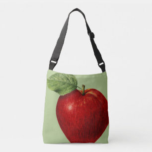Klassieke appel op groen crossbody tas