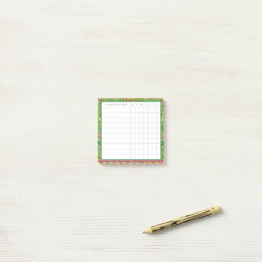 Klassieke Apple Green Chinoiserie Habit Tracker Post-it® Notes (Op bureau)