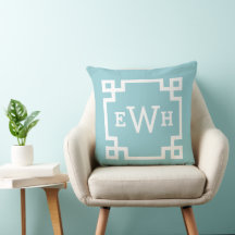 Klassieke Aqua Griekse Sleutel Monogram Eerste Let
