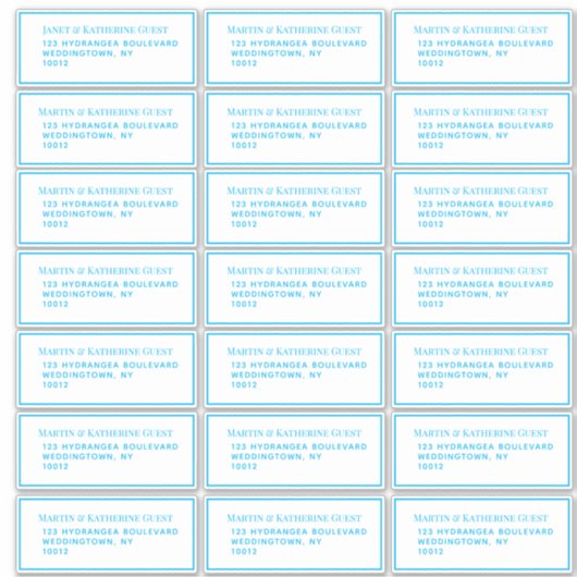 Klassieke Aqua Guest Mailing Labels 21 per vel (Voorkant)