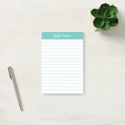Klassieke Aqua Lined Personalized Post-it Nota's Post-it® Notes (Kantoor)