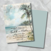 Klassieke Aquarel Strand Huwelijk