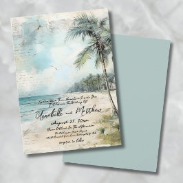 Klassieke Aquarel Strand Huwelijk Kaart