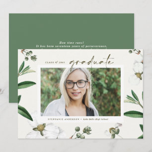 Klassieke Aquarel Witte Bloemen Foto Afstudeerfoto Aankondiging