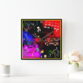 Klassieke arcade Junkie-wandklok Vierkante Klok (Huis)
