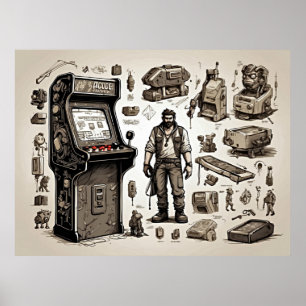 Klassieke Arcade Retro Spelletjes Poster