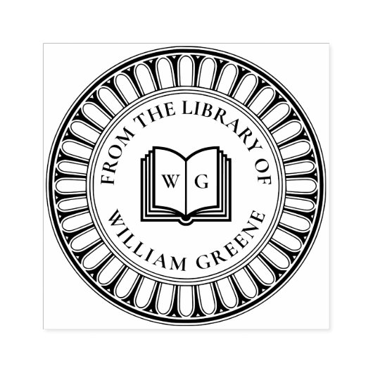 Klassieke Architectuur Houten Monogram Ex Libris Rubberstempel (Afrduk)