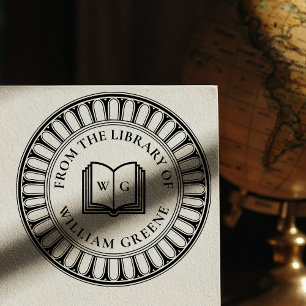 Klassieke Architectuur Houten Monogram Ex Libris Rubberstempel