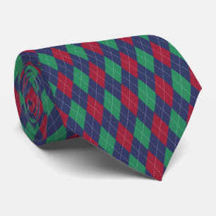 Klassieke Argyle Blauwe Rode Groene Kerst Stropdas