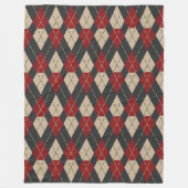 Klassieke Argyle fleece deken in Burgundy (Voorkant)