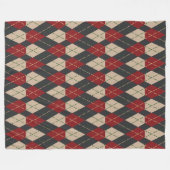 Klassieke Argyle fleece deken in Burgundy (Voorkant (Horizontaal))