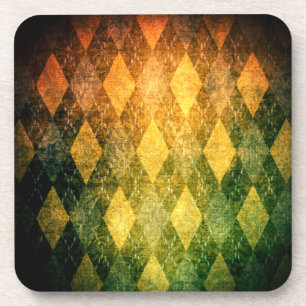 Klassieke argyle  groen gouden diamantpatroon bier onderzetter