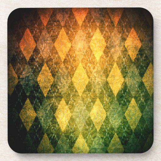 Klassieke argyle  groen gouden diamantpatroon bier onderzetter (Voorkant)