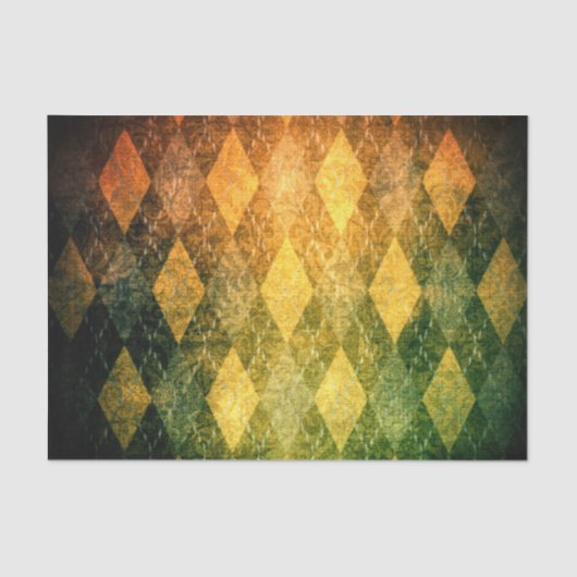 Klassieke argyle  groen gouden diamantpatroon tissuepapier (Voorkant)