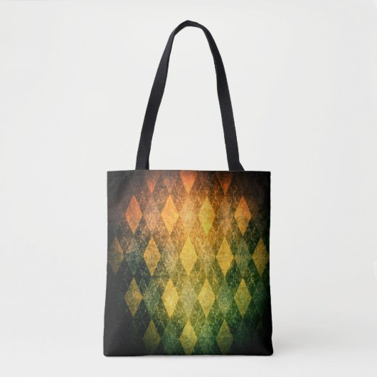 Klassieke argyle  groen gouden diamantpatroon tote bag (Voorkant)