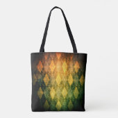 Klassieke argyle  groen gouden diamantpatroon tote bag (Achterkant)