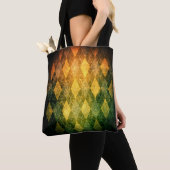 Klassieke argyle  groen gouden diamantpatroon tote bag (Dichtbij)