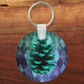 Klassieke  argyle pinecone rustieke herfst groen sleutelhanger (Voorkant)