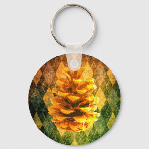 Klassieke  argyle pinecone rustieke herfst groen sleutelhanger