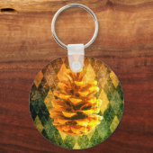 Klassieke argyle pinecone rustieke herfst groen sleutelhanger (Voorkant)