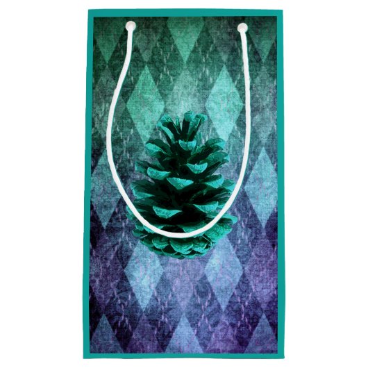 Klassieke  argyle pinecone rustige herfst blauw klein cadeauzakje (Voorkant)
