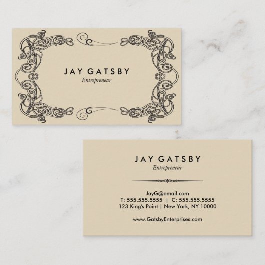 Klassieke Art Deco/Art Nouveau Visitekaartje (Voorkant / Achterkant)