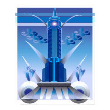 Klassieke Art Deco City Building Poster
