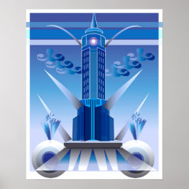 Klassieke Art Deco City Building Poster