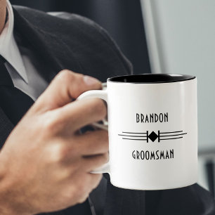 Klassieke Art Deco eenvoudige bruidsjonker cadeau Tweekleurige Koffiemok