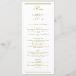 Klassieke Art Deco Elegante Gouden Bruiloft Menu