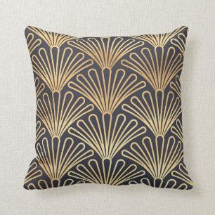 Klassieke art deco Fan Design, Golds, Grey op een Kussen