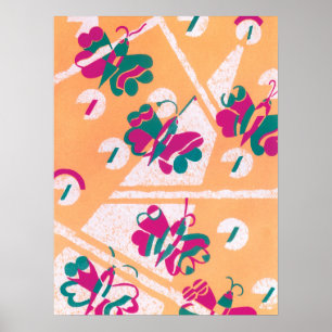 Klassieke Art Deco Jazz Pochoir Tuin Vlinders Poster