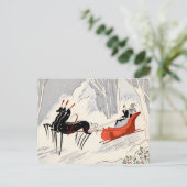 Klassieke Art Deco Kerst slee-rit kaart (Staand voorkant)