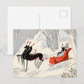 Klassieke Art Deco Kerst slee-rit kaart (Voorkant / Achterkant)