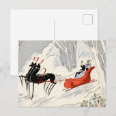 Klassieke Art Deco Kerstmis slee-rit kaart (Voorkant / Achterkant)