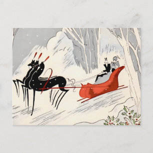 Klassieke Art Deco Kerstmis slee-rit kaart