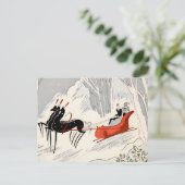 Klassieke Art Deco Kerstmis slee-rit kaart (Staand voorkant)
