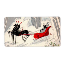 Klassieke Art Deco Kerstmis slee-rit kaart