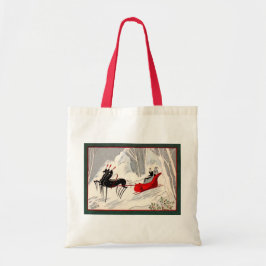 Klassieke Art Deco Kerstmis slee rit kaart Tote Bag