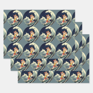 Klassieke Art Deco-liefhebbers kussen in de golven Inpakpapier Vel