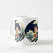 Klassieke Art Deco-liefhebbers kussen in de golven Koffiemok (Voorkant links)