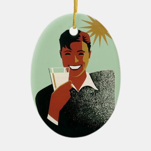 Klassieke Art Deco man, koude drankjes in de zomer Keramisch Ornament (Voorkant)