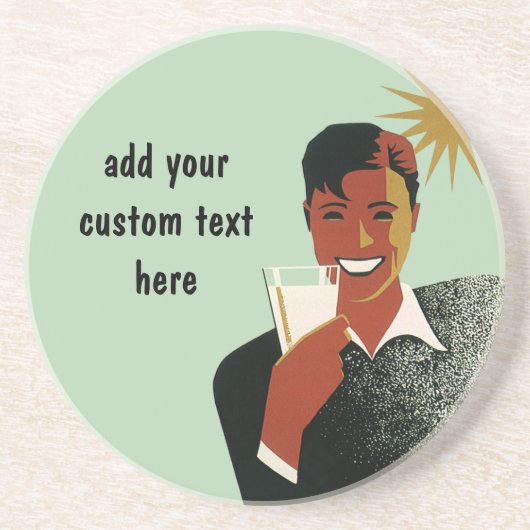 Klassieke Art Deco man, koude drankjes in de zomer Zandsteen Onderzetter (Voorkant)